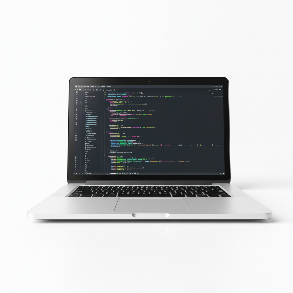 An image of a laptop with coding to show our website development service.